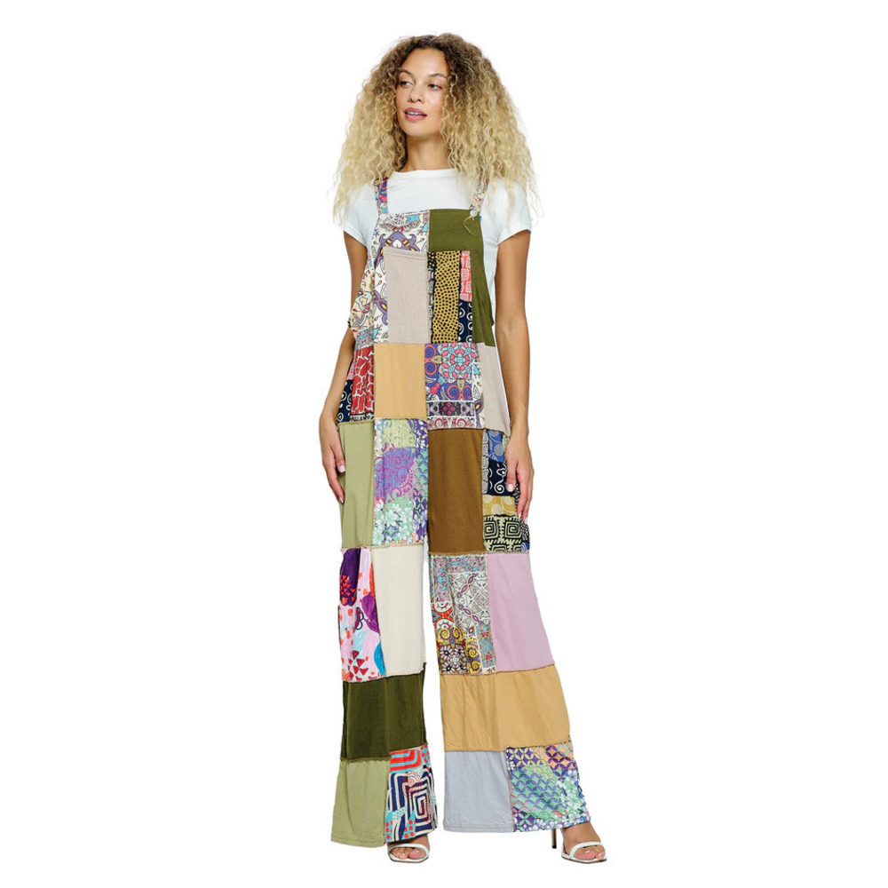 25191 M Yak & Yeti Overall Hippie Floral Patchwork Various Sizes
